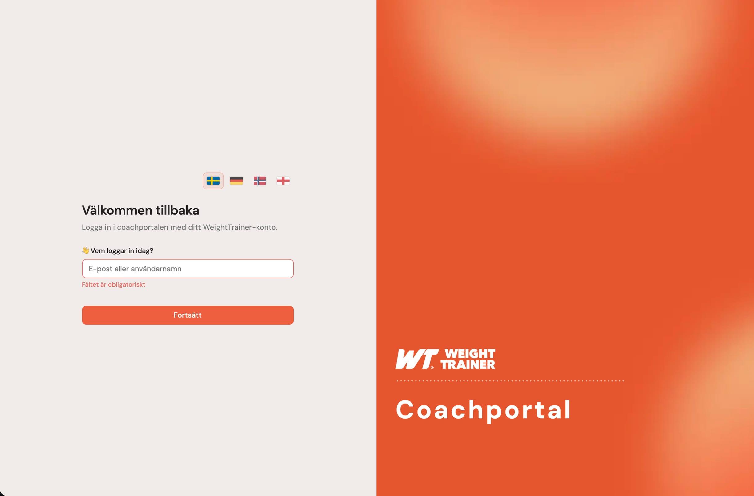 The sign-in page of the coach portal